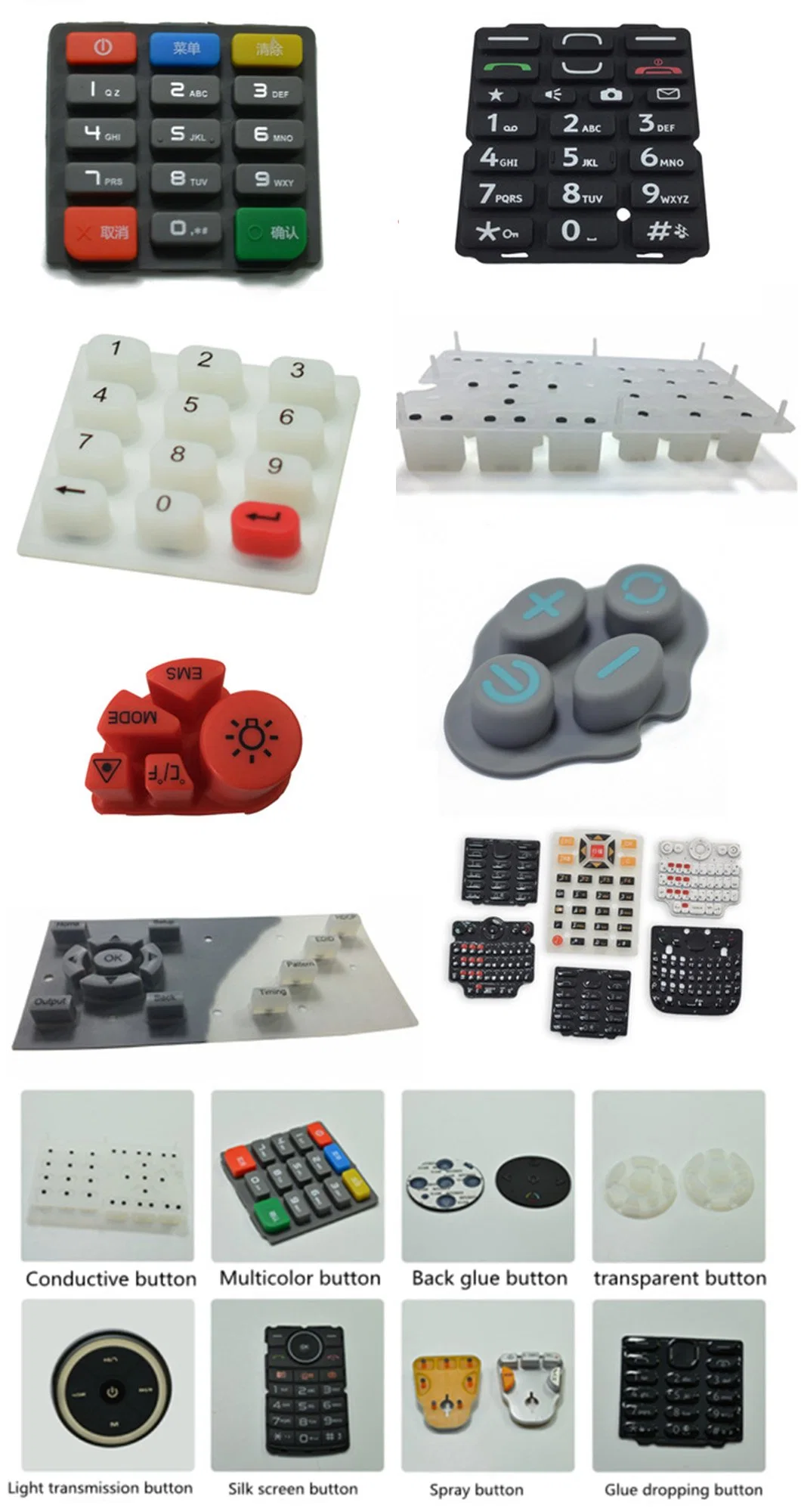 Silicone Keypad Customized Rubber Membrane Switch Silicone Rubber Keypad Manufacturers